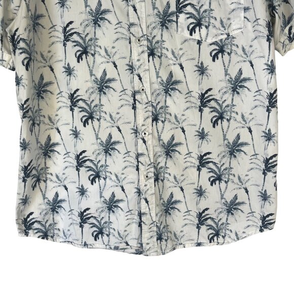 MB Michael Brandon Hawaiian Shirt Mens Large White Blue Casual Slim Fit - Picture 4 of 8
